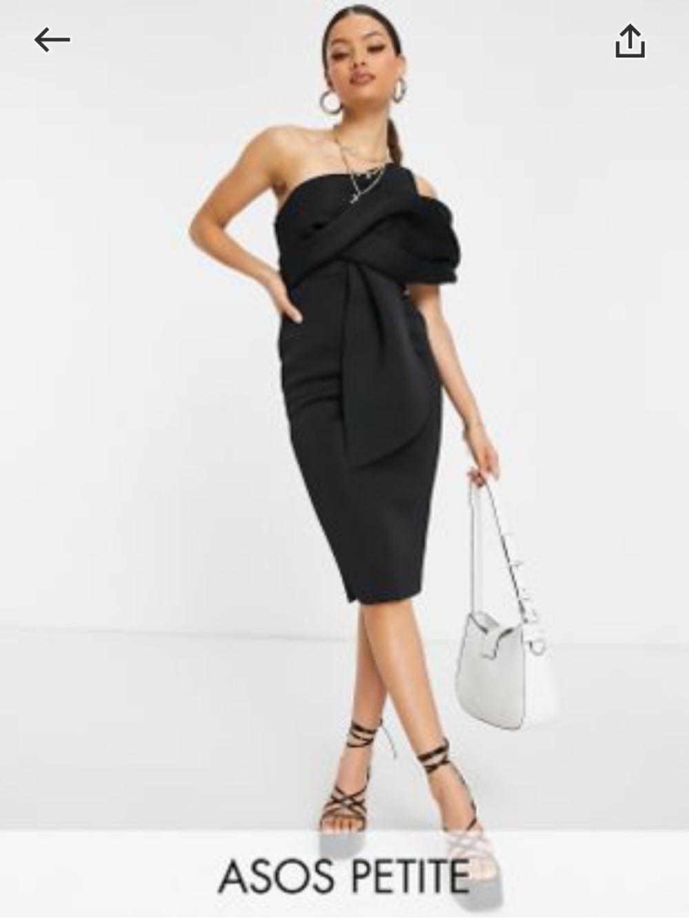 ASOS Petite Black Strapless Bow-Detail Sheath Dress